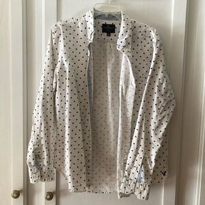 American Eagle Outfitters White Shirt with Navy Dots